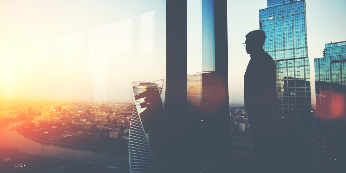 Man overlooking city