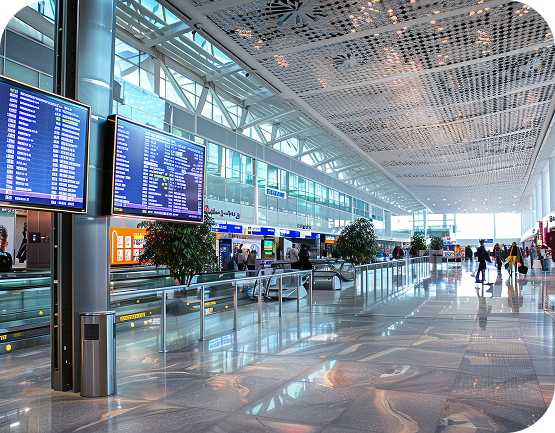 A view inside of an airport.