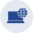 A computer icon with a web icon.